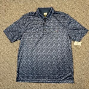 Greg Norman Men's Blue Patterned Polo Shirt